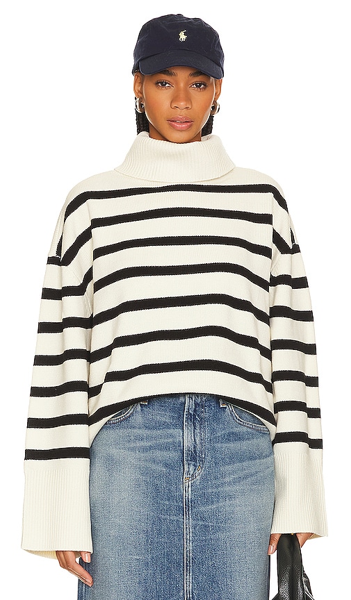 Weworewhat Striped Turtle Neck In Ivory