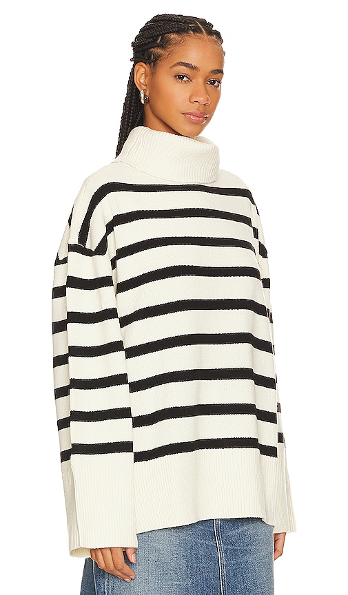 Shop Weworewhat Striped Turtle Neck In Ivory
