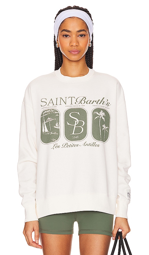 Weworewhat Oversized Crewneck Sweatshirt In St. Barths Off White