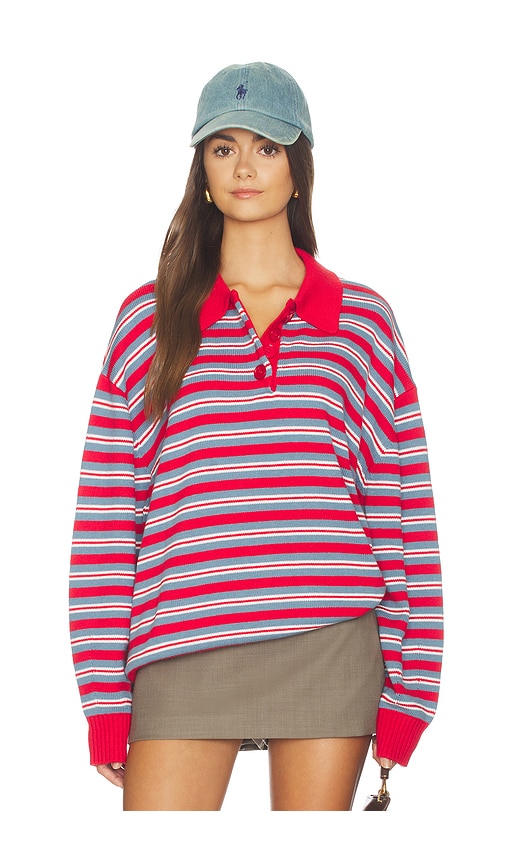 Weworewhat Henley Pull Over Sweatshirt In Red
