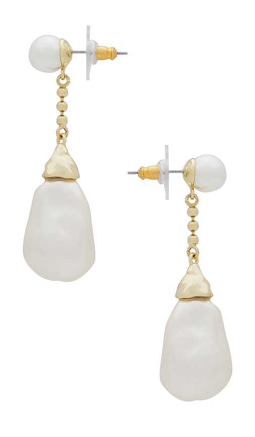 Shop Weworewhat Pearl Dangle Earring In Gold Plated & Glass Pearl