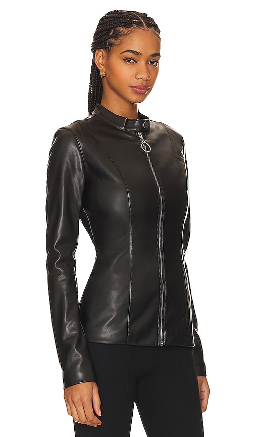Shop Weworewhat Faux Leather Fitted Moto Jacket In Black