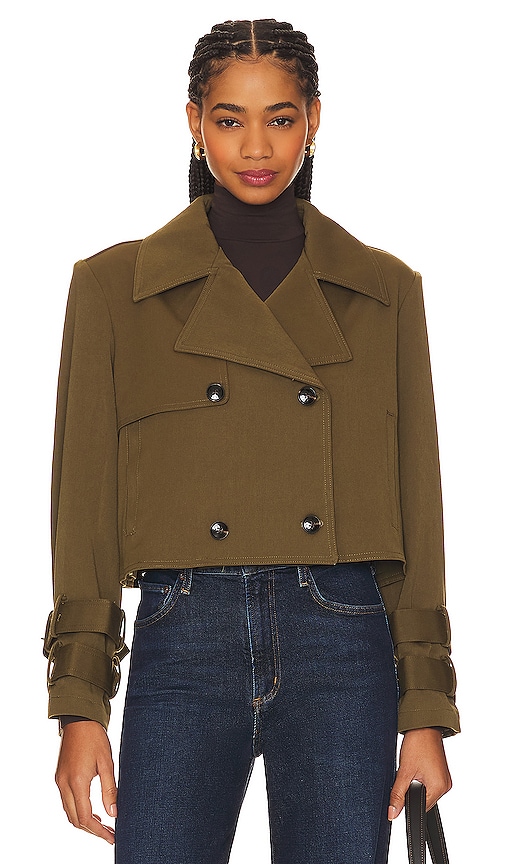 Shop Weworewhat Cropped Trench Coat In Olive