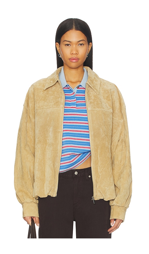 Weworewhat X Premium Suede Bomber Jacket In Brown