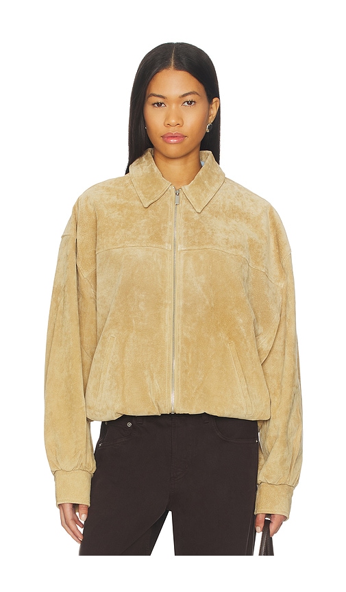 Weworewhat X Premium Suede Bomber Jacket In Brown
