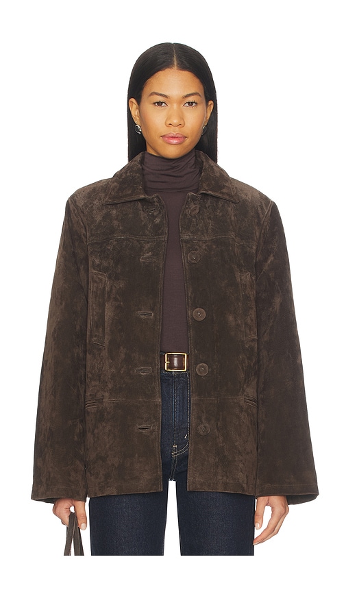 Weworewhat X Premium Suede Button Front Jacket In Brown