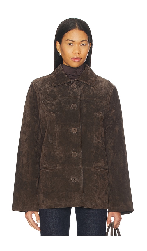 Weworewhat X Premium Suede Button Front Jacket In Brown