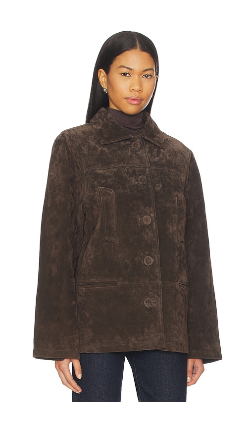  Weworewhat X Premium Suede Button Front Jacket In Chocolate. Size S. Also In M. 