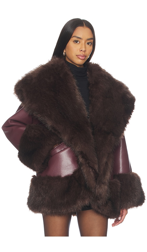  Weworewhat Jacke Aus Lederimitat In Burgundy. Größe S. Also In Xs, M. 