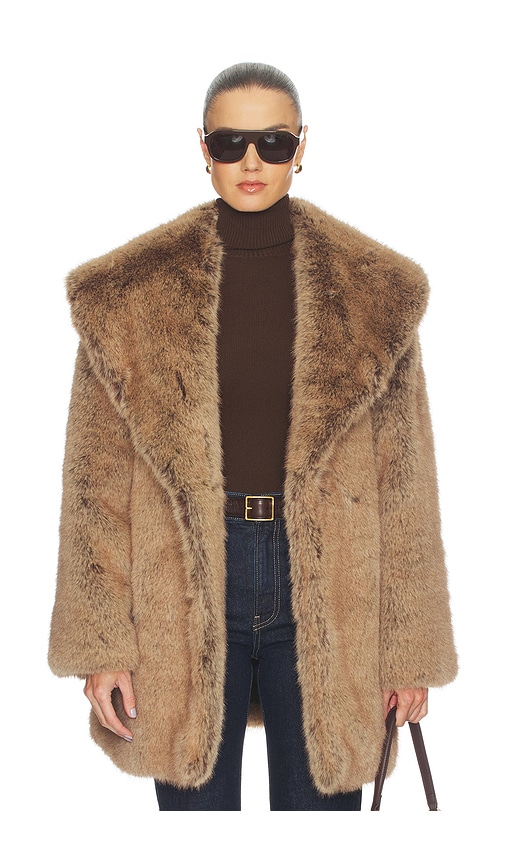 Shawl Collar Faux Fur Coat