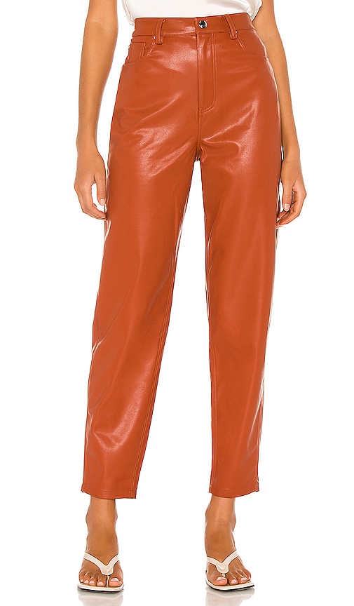 WeWoreWhat Dani Vegan Leather Boyfriend Pant in Cognac | REVOLVE