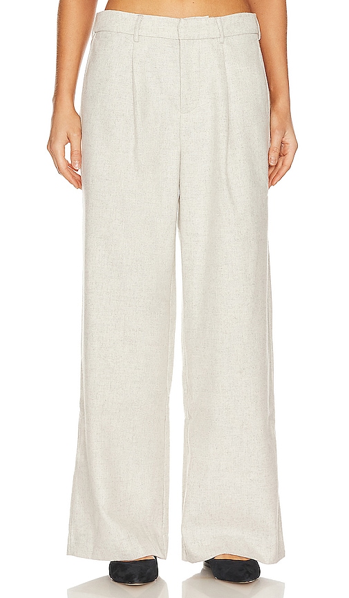 Shop Weworewhat Low Rise Wool Trousers In Heather Light Grey