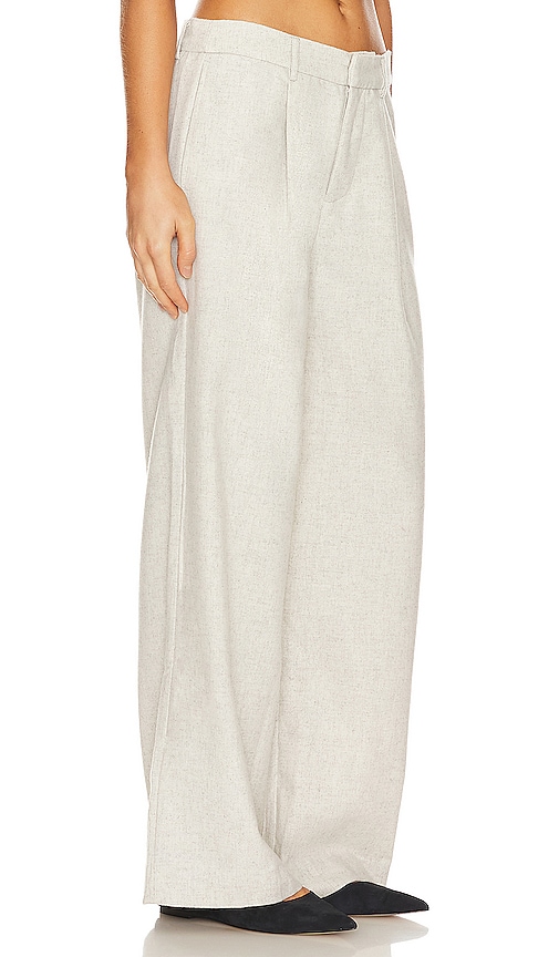 Shop Weworewhat Low Rise Wool Trousers In Heather Light Grey