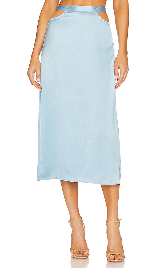 WeWoreWhat Cut Out Midi Skirt in Baby Blue