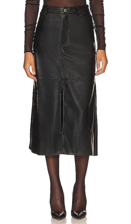 Weworewhat Faux Leather Midi Skirt In Black