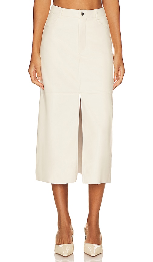 Weworewhat Faux Leather Midi Skirt In Cream