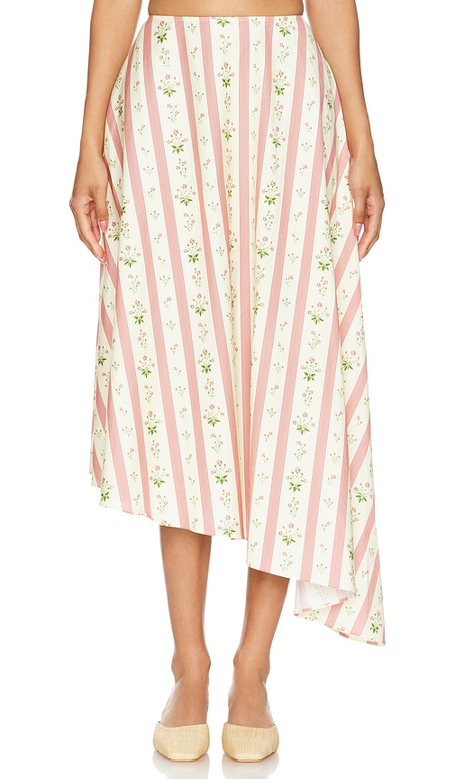 Shop Weworewhat Asymmetrical Midi Skirt In Lemon Icing Multi