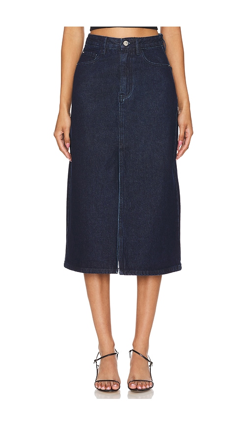 Shop Weworewhat Denim Midi Skirt In Raw Wash