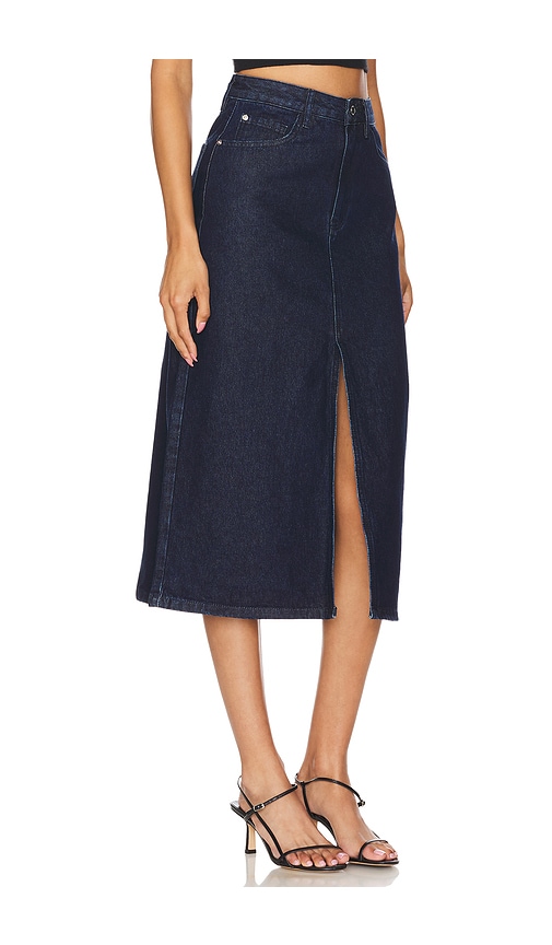 Shop Weworewhat Denim Midi Skirt In Raw Wash