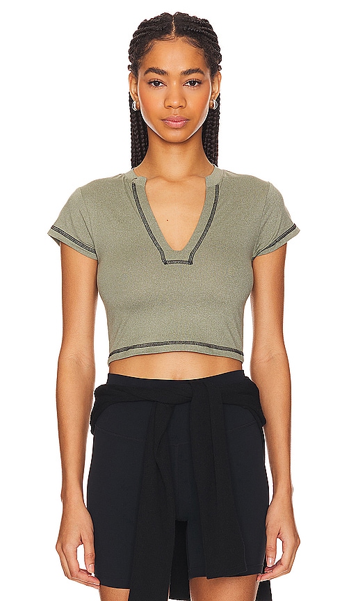 Shop Weworewhat V Neck Tee In Heather Army Green