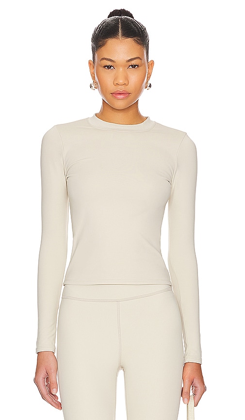 WeWoreWhat Thermal Long Sleeve Top in Taupe