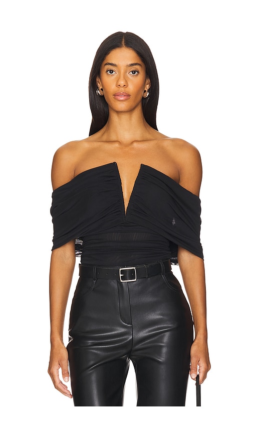 WEWOREWHAT RUCHED OFF SHOULDER BODYSUIT 