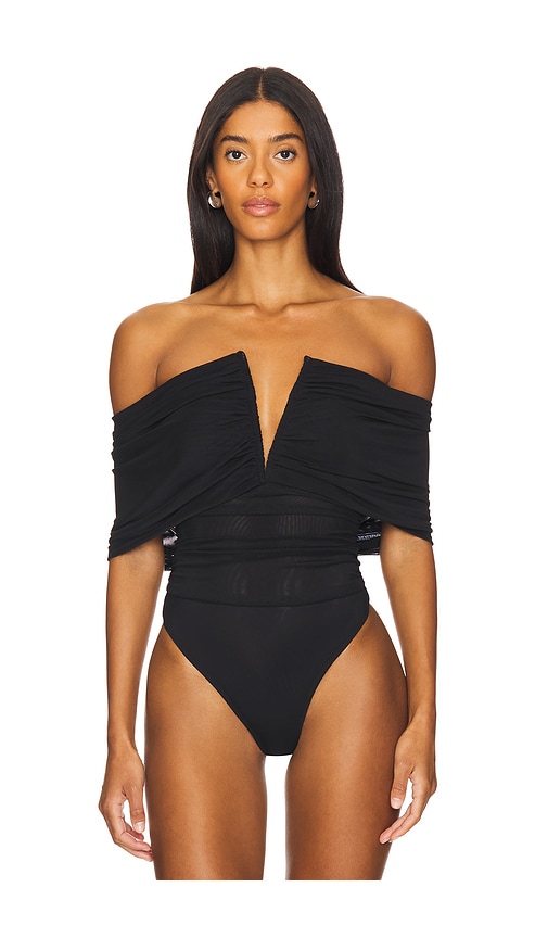 Shop Weworewhat Ruched Off Shoulder Bodysuit In Black