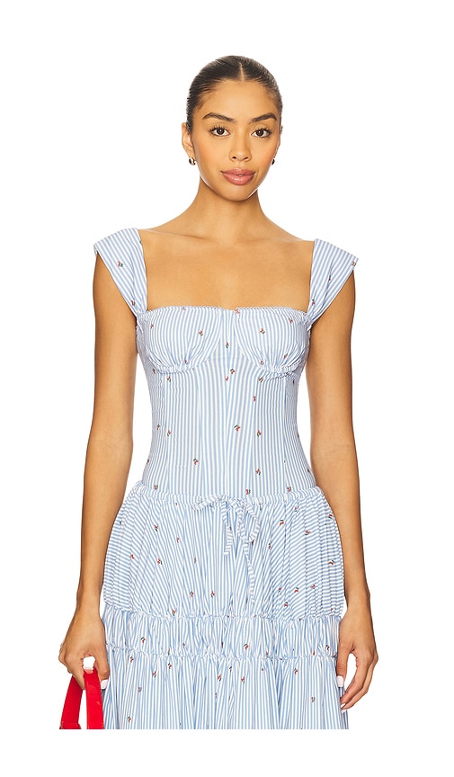 Weworewhat Ruched Cup Corset In Blue