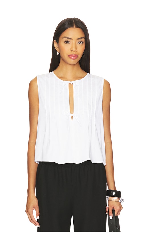 Weworewhat Tie Front Flare Top In White