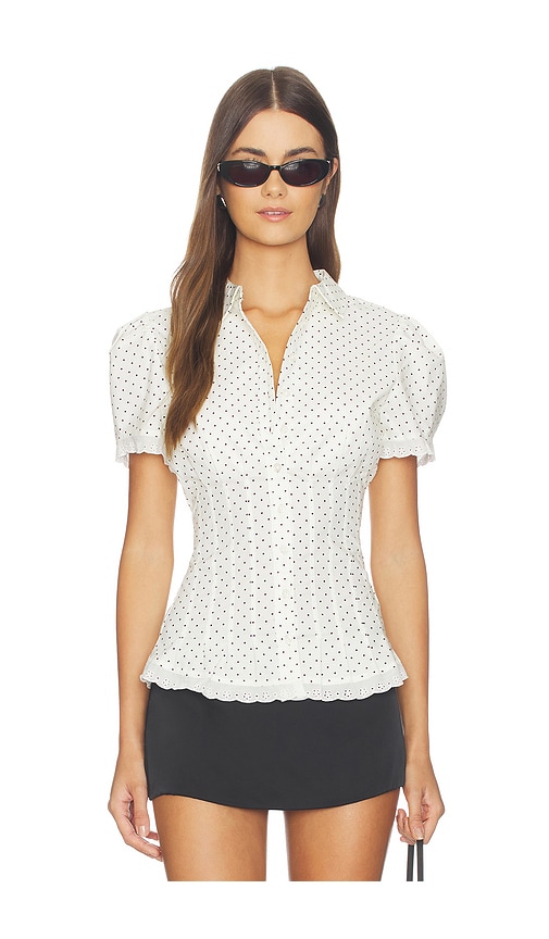 Weworewhat Cinched Button Up Top In White