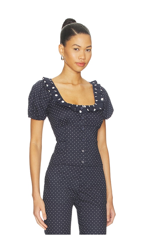  Weworewhat Ruffle Button Up Top In Navy. Size S. Also In Xs, M. 