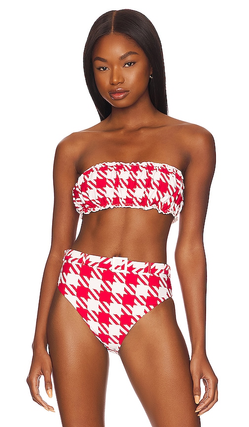 High-Waisted Houndstooth Bikini Bottoms 