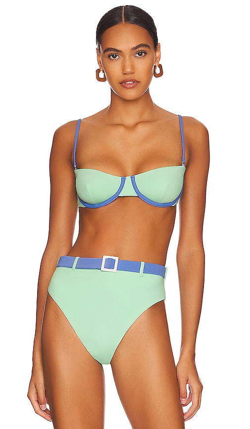 Jasmine Underwire Bikini Top, Mint Green Rib Swimsuit, Womens, Kotomi  Swim