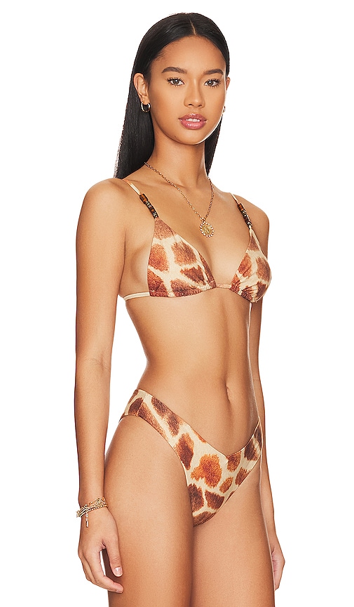 Shop Weworewhat Beaded Cooper Bikini Top In Giraffe
