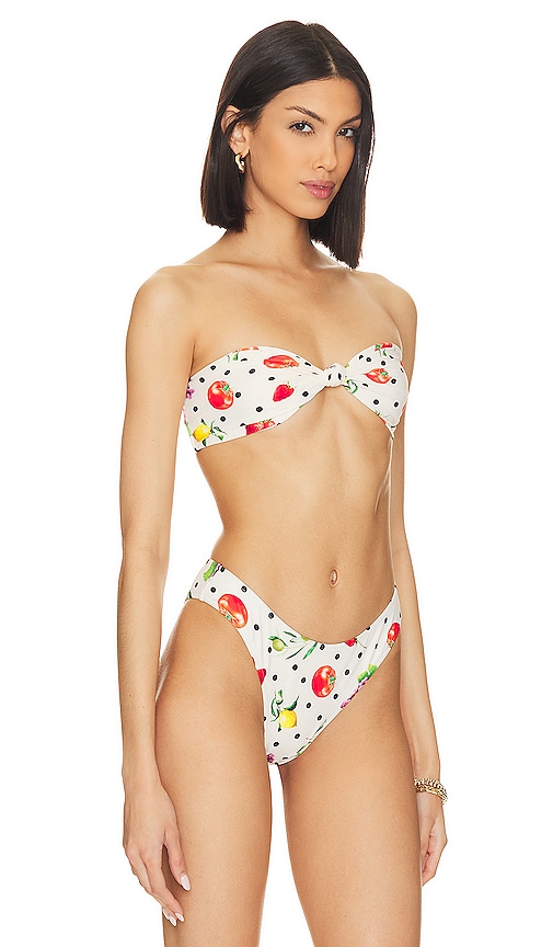 Shop Weworewhat Tie Bandeau Bikini Top In Fruits Off White Multi