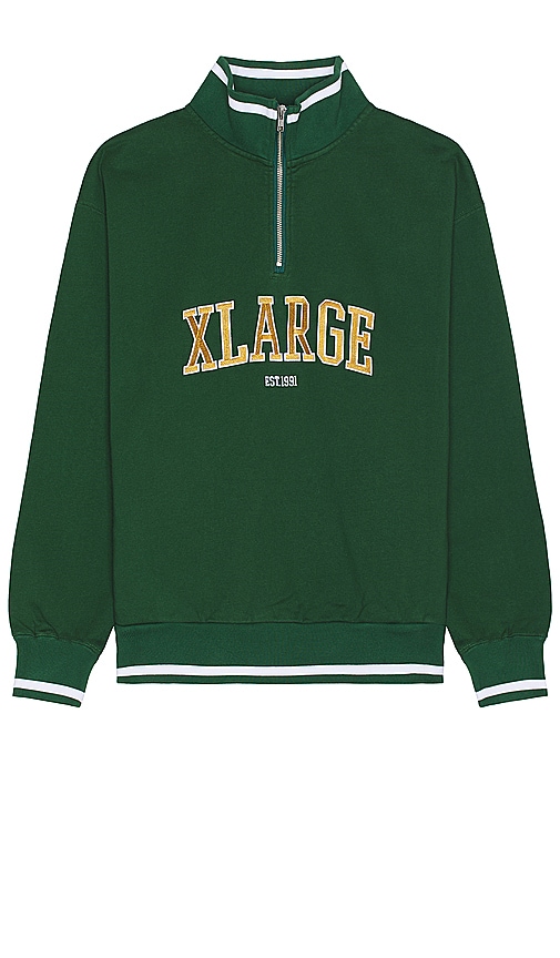 Shop Xlarge Striped Rib Half Zip Sweatshirt In 绿色