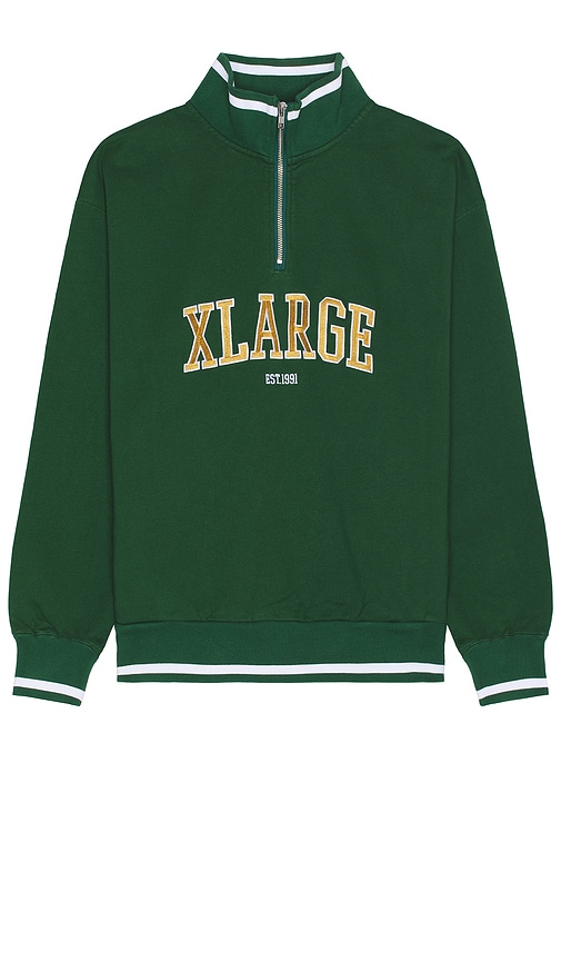 Shop Xlarge Striped Rib Half Zip Sweatshirt In 绿色