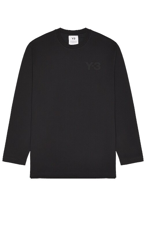 Y-3 Yohji Yamamoto Chest Logo Long Sleeve Tee in Black | REVOLVE