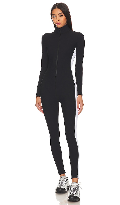 Year Of Ours Women's Long-sleeve Thermal Jumpsuit In Black White