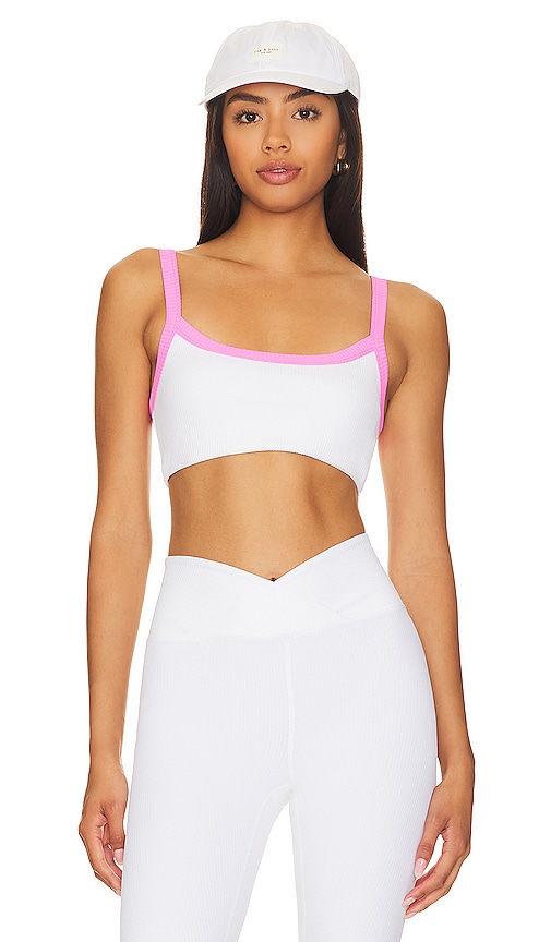Shop Year Of Ours Ribbed Sports Bra In Pink & White