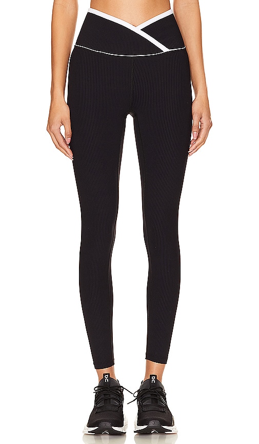 YEAR OF OURS Ribbed Two Tone Veronica Legging in Black & White