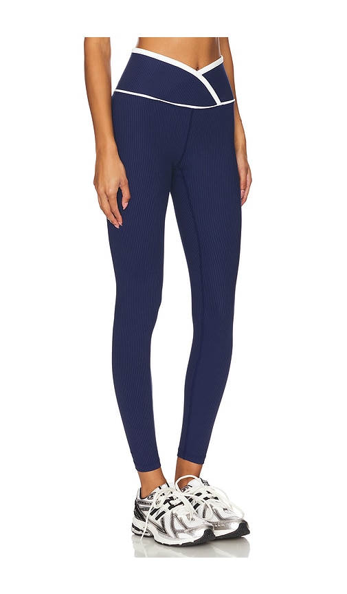 Shop Year Of Ours Ribbed Two Tone Veronica Legging In Navy