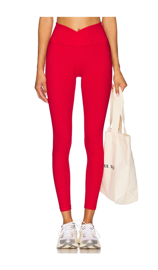 Ribbed Veronica Legging in Red. - size XL (also in M, S, XS)