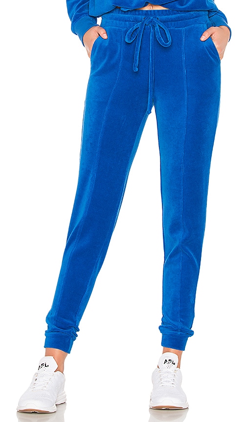 blue velour joggers