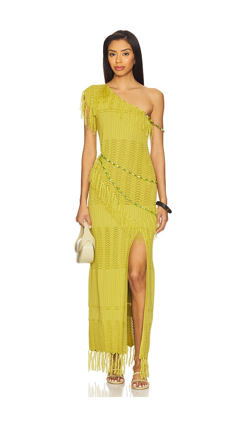Frida Beaded Dress in Green. - size XS (also in L, M, S)
