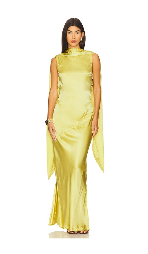 Yllw The Label Nina Silk Dress In Green