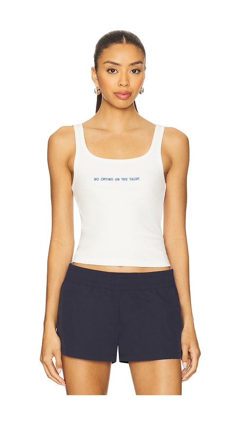 No Crying Tank Top in White. - size S (also in L, M, XS)
