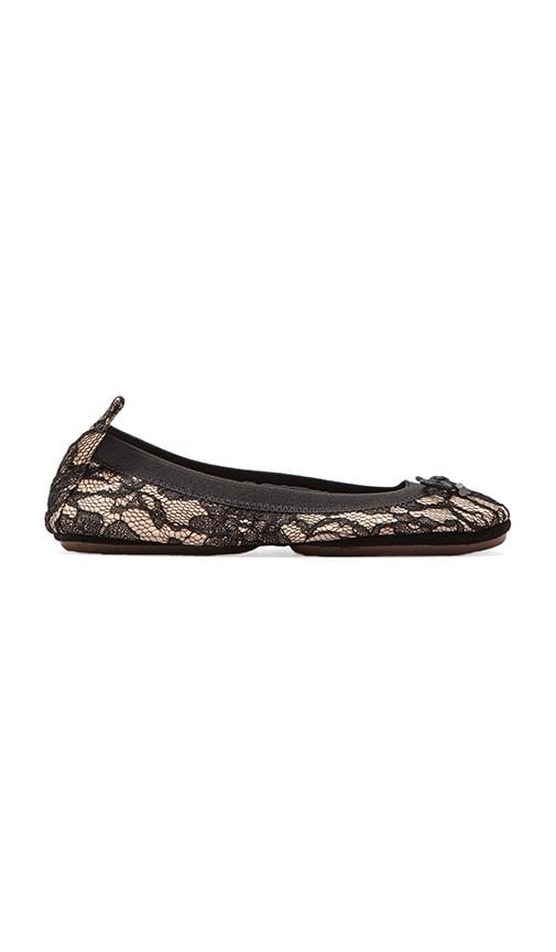 Leather Blacked Lace Ballet Flat