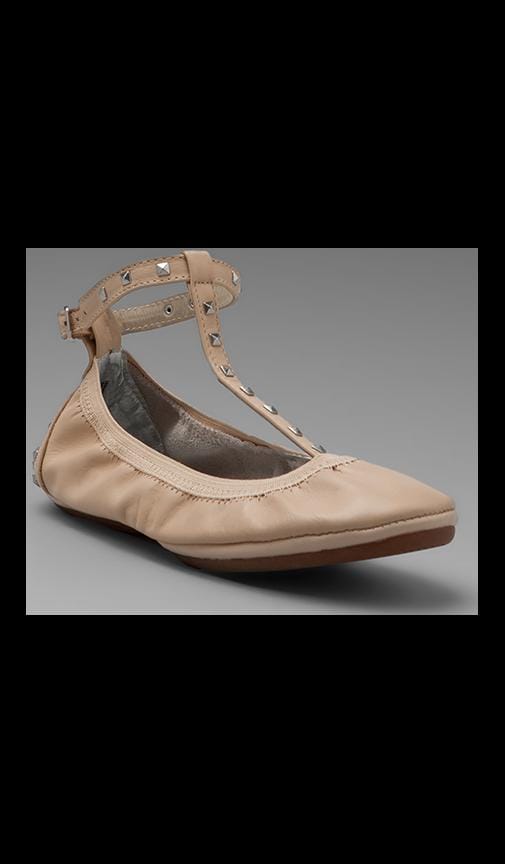 Sliver Studded T Strap Flat