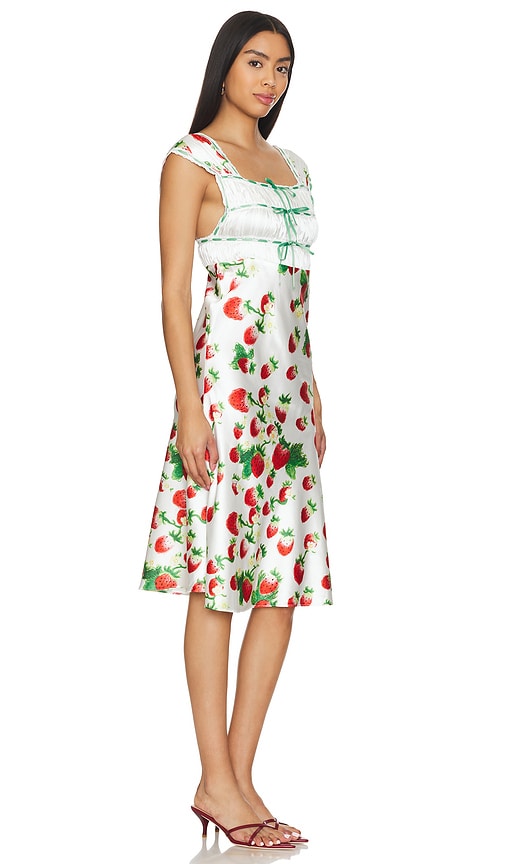 Shop Yuhan Wang Ribbon Tied Dress In White Strawberry Print